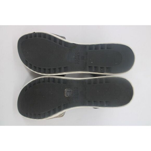 Eileen Fisher Sign Sandals Women's 10 Silver Leather Ankle Strap Back Zip - Picture 11 of 11